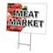 Signmission Meat Market Yard Sign & Stake outdoor plastic coroplast window, C-2436 Meat Market C-2436 Meat Market - alternate 1